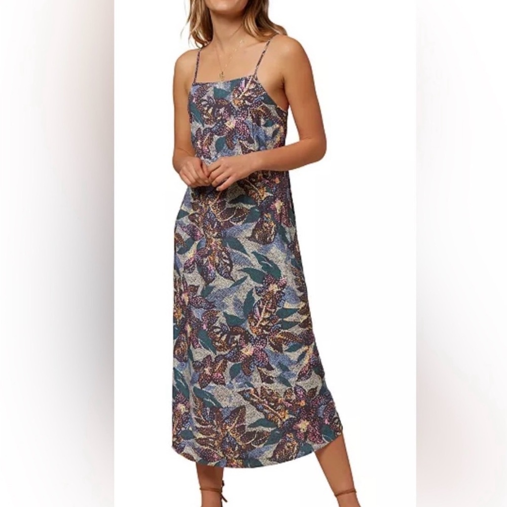 O'Neill Blue and Purple Floral Midi Dress